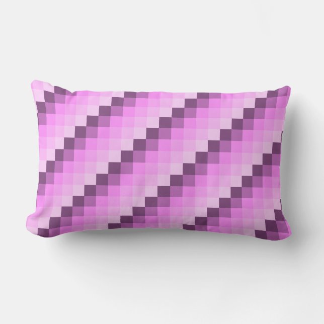 Pink & Purple Squares Lumbar Pillow (Front)