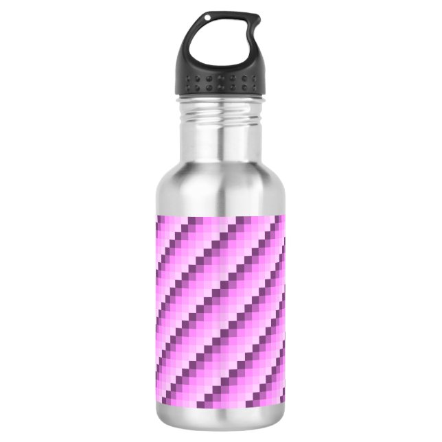 Pink & Purple Squares Stainless Steel Water Bottle (Front)