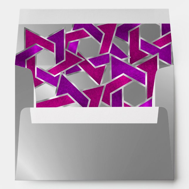 Pink Purple Star of David Silver Envelope (Back (Bottom))