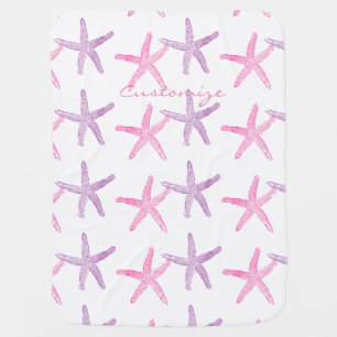 Pink Purple Starfish Thunder_Cove Baby Blanket