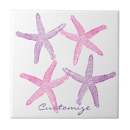 Pink Purple Starfish Thunder_Cove Ceramic Tile
