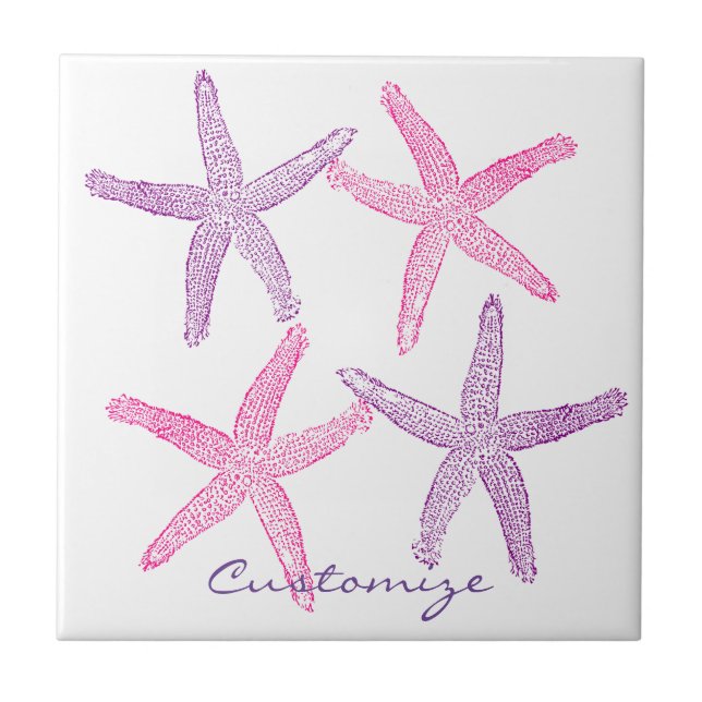 Pink Purple Starfish Thunder_Cove Ceramic Tile (Front)