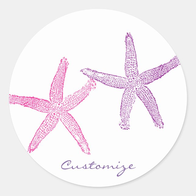 Pink Purple Starfish Thunder_Cove Classic Round Sticker (Front)
