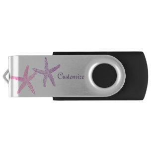 Pink Purple Starfish Thunder_Cove Flash Drive