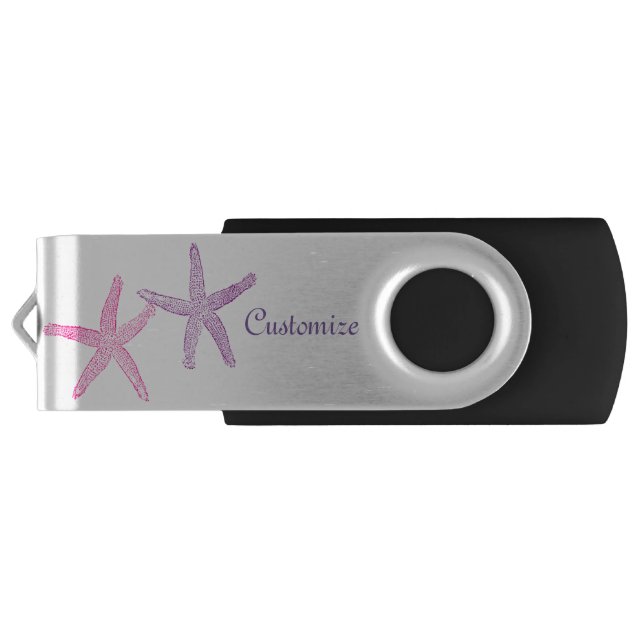 Pink Purple Starfish Thunder_Cove Flash Drive (Back)