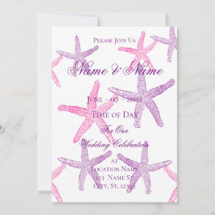 Pink Purple Starfish Thunder_Cove Invitation