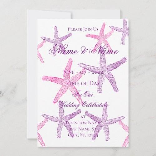 Pink Purple Starfish Thunder_Cove  Invitation