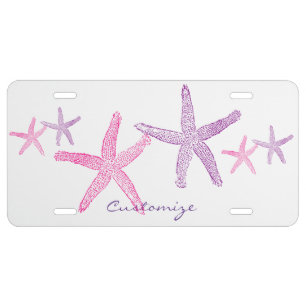 Pink Purple Starfish Thunder_Cove License Plate