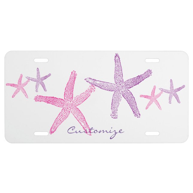 Pink Purple Starfish Thunder_Cove License Plate (Front)