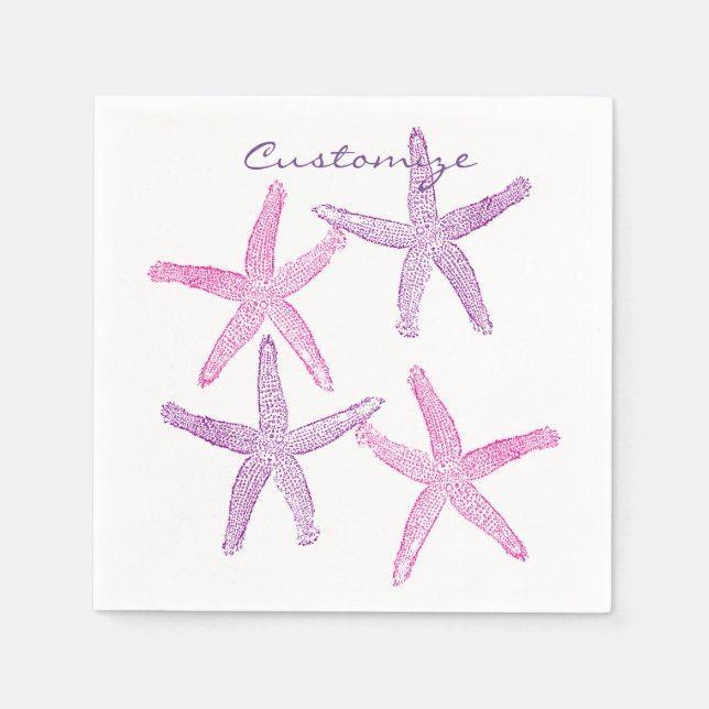 Pink Purple Starfish Thunder_Cove Napkins (Front)