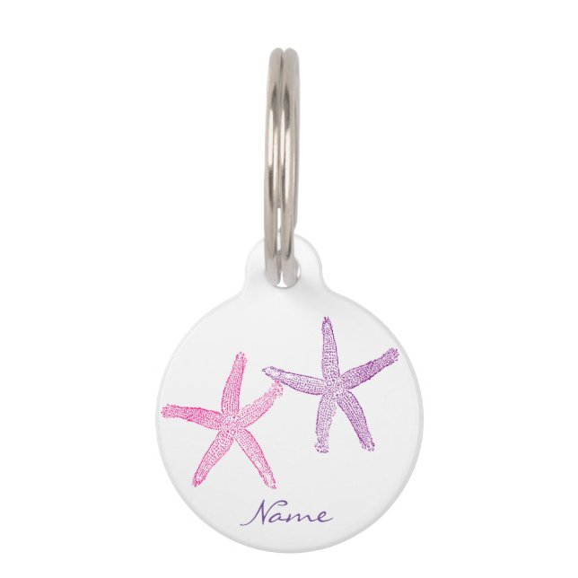 Pink Purple Starfish Thunder_Cove Pet ID Tag (Front)