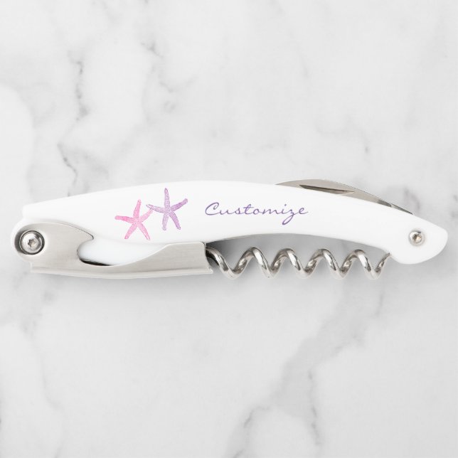 Pink Purple Starfish Thunder_Cove Waiter's Corkscrew (Front)