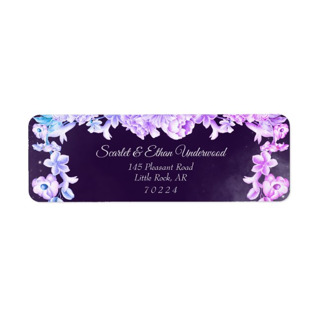 Pink & Purple Starry Night Sky Return Address Label (Front)