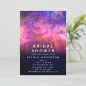 Pink Purple Starry Sky Cosmic Galaxy Bridal Shower Invitation (Standing Front)