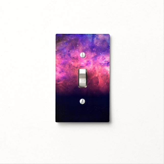 Pink Purple Starry Sky Cosmic Galaxy Sky Fire Glow Light Switch Cover (In Situ)