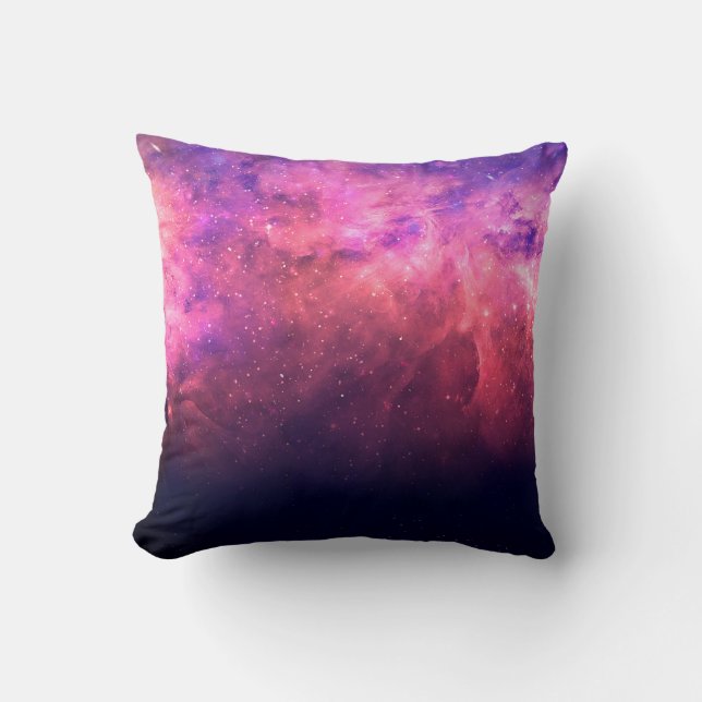 Pink Purple Starry Sky Cosmic Galaxy Sky Fire Glow Throw Pillow (Front)