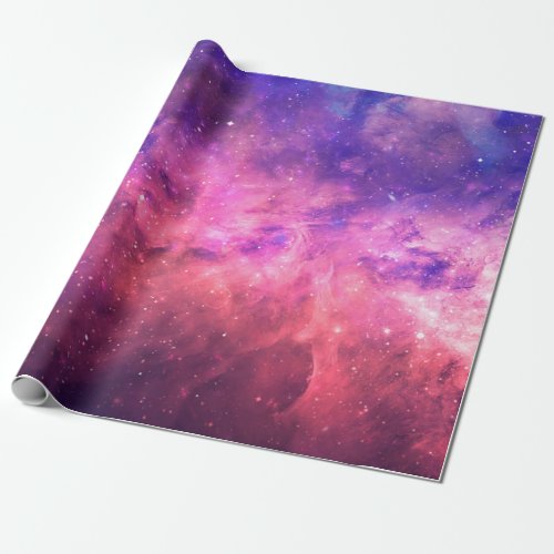Pink Purple Starry Sky Cosmic Galaxy Sky Fire Glow Wrapping Paper