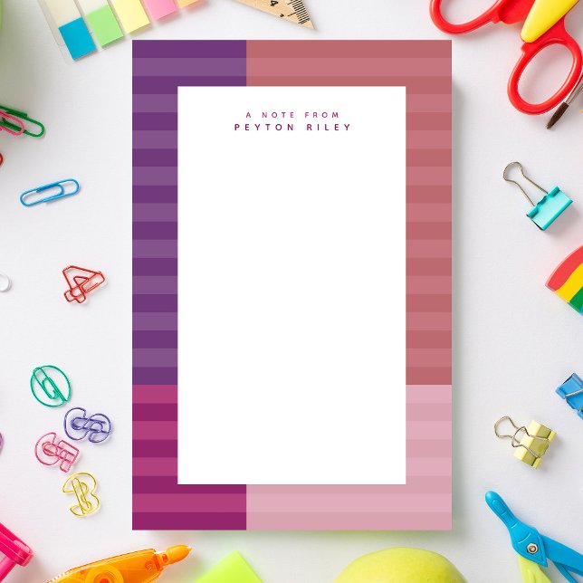 Pink purple striped frame fun cute personalized stationery (Creator Uploaded)