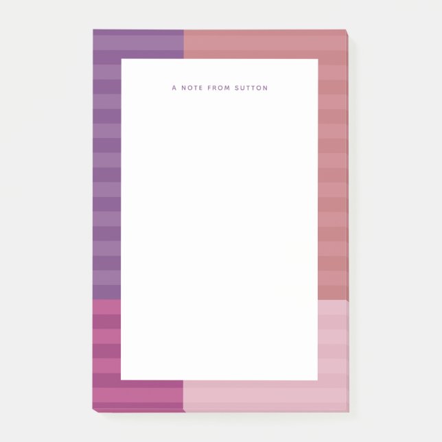 Pink purple stripes colorful frame personalized post-it notes (Front)