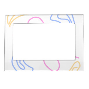 Pink purple stripes curvy watercolor pastel boho p magnetic frame