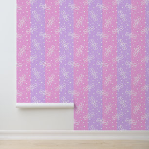 Pink Purple Stripes Dragonfly Dots Baby Girl  Wallpaper