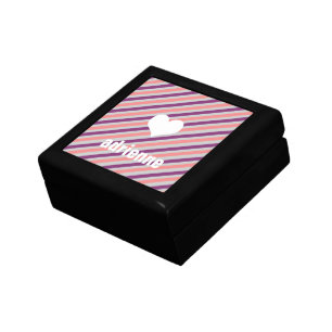 Pink purple stripes modern heart chic trinket box