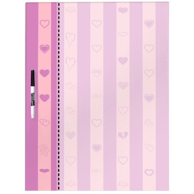 Pink Purple Stripes Modern Heart Pattern Dry-Erase Board (Front)