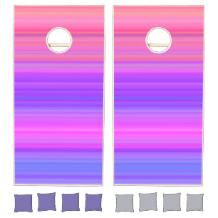 Pink Purple Stripes Pattern Cornhole Set