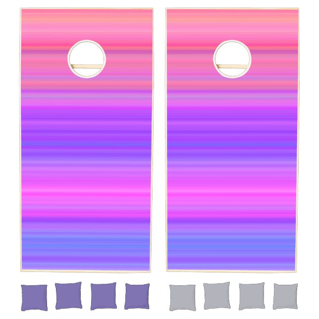 Pink Purple Stripes Pattern Cornhole Set (Set)