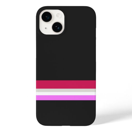 Pink Purple Stripes Simple Stylish Black Case-Mate iPhone 14 Case