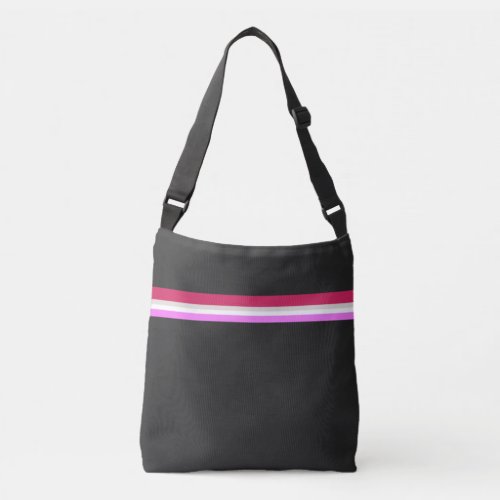 Pink Purple Stripes Simple Stylish Black Crossbody Bag