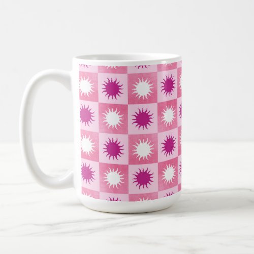 Pink  purple sun checkered pattern coffee mug