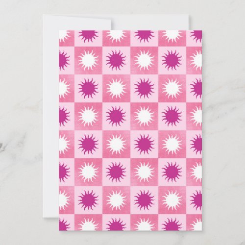 Pink  purple sun checkered pattern  thank you card