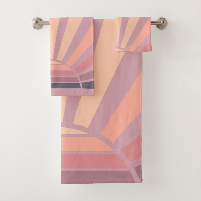 Pink & Purple Sunrise Ombre Color   Bath Towel Set (Insitu)
