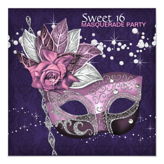 Sweet 16 Masquerade Party Invitations Template 4