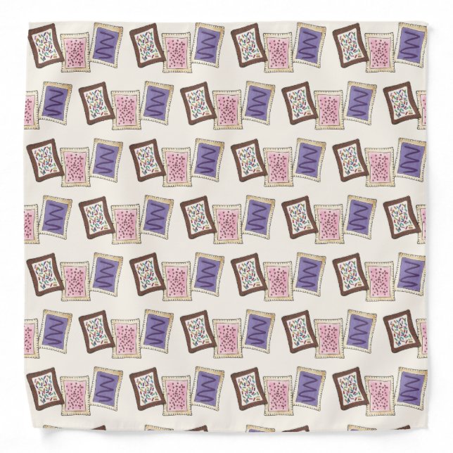 Pink Purple Tan Breakfast Pastry Toaster Pastries Bandana (Front)