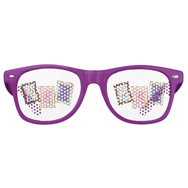 Pink Purple Tan Breakfast Pastry Toaster Pastries Retro Sunglasses (Front)