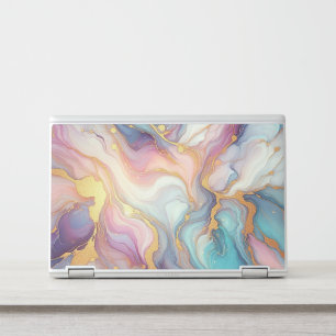 Pink Purple Teal Aqua Blue Gold Marble Art Pattern HP Laptop Skin