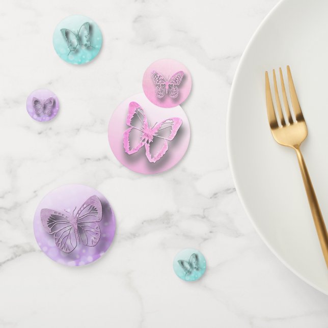 Pink, Purple, Teal Butterflies Party Confetti (Group)