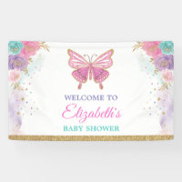 Pink Purple Teal Butterfly Girls Birthday Welcome