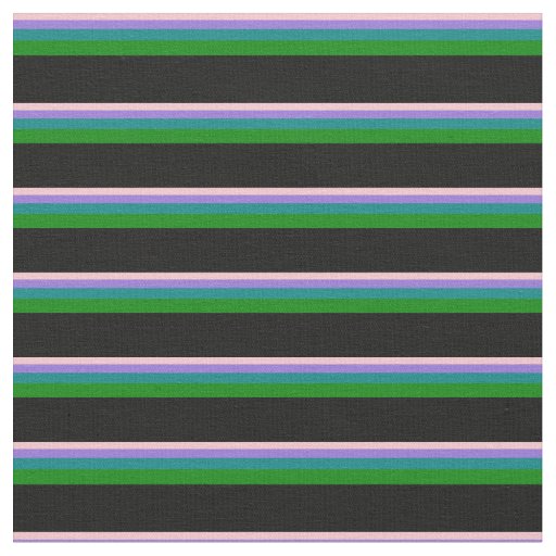 Pink, Purple, Teal, Green & Black Colored Lines Fabric