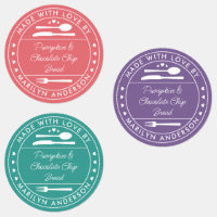Pink Purple Teal Made With Love Food Gift Labels