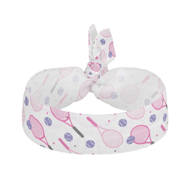 💟💜pink & purple tennis rackets 🤩 elastic hair tie (Front)
