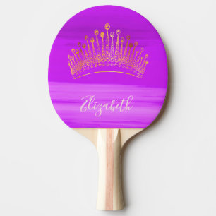 Pink purple tiara crown girly name ping pong paddle