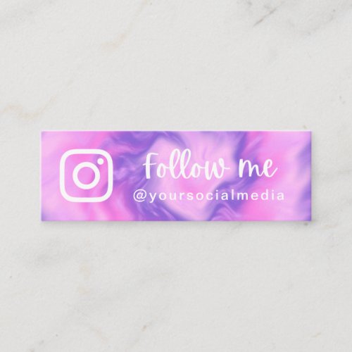 Pink Purple Tie Dye Follow Social Media QR Code Mini Business Card