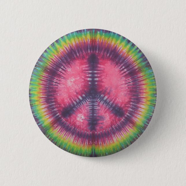 Pink & Purple Tie Dye Peace Sign Flair Button (Front)