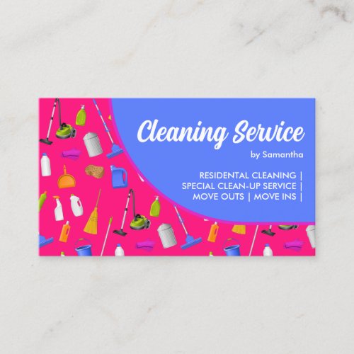Pink Purple Tone Modern House Cleaning Service Business Card