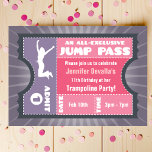 Pink &amp; Purple Trampoline Jump Pass Invitation at Zazzle