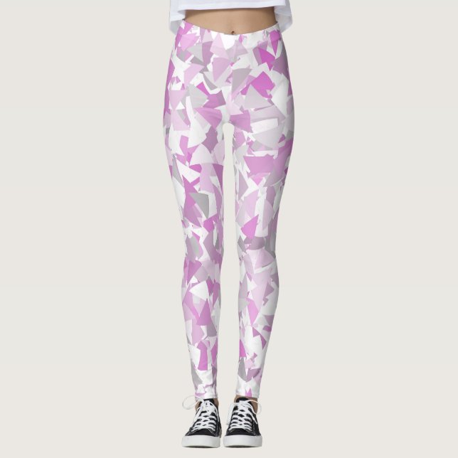 Pink Purple Triangle Pattern Leggings (Front)