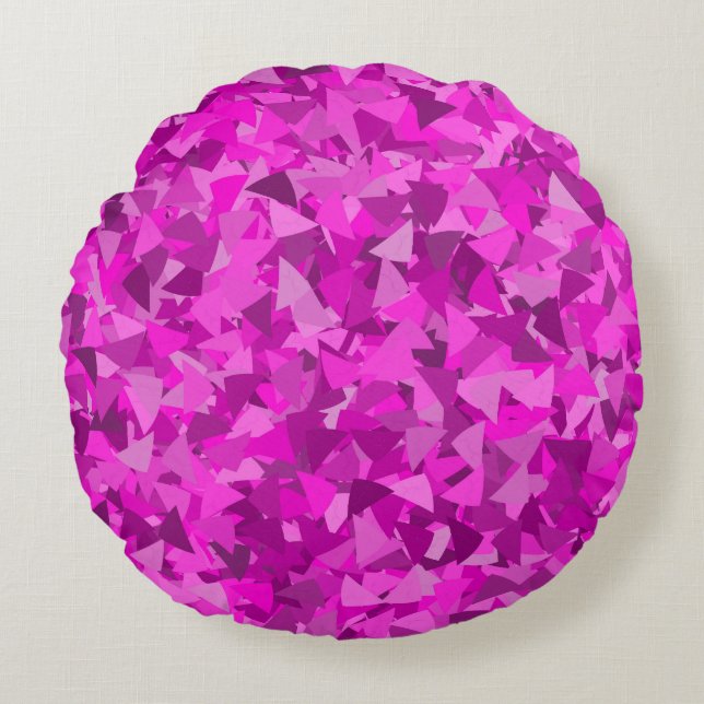 Pink Purple Triangle Pattern Round Pillow (Front)